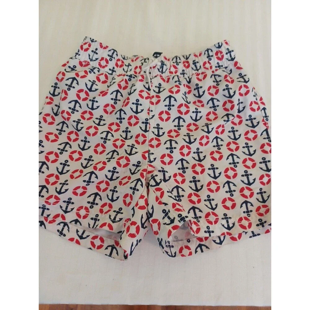 Janie and Jack boys sz 6 swim shorts trunks with briefs nautical July 4th beach